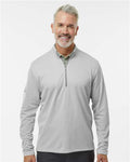 Adidas A593 Men's Space Dyed Quarter-Zip Pullover - Grey One Heather - model front