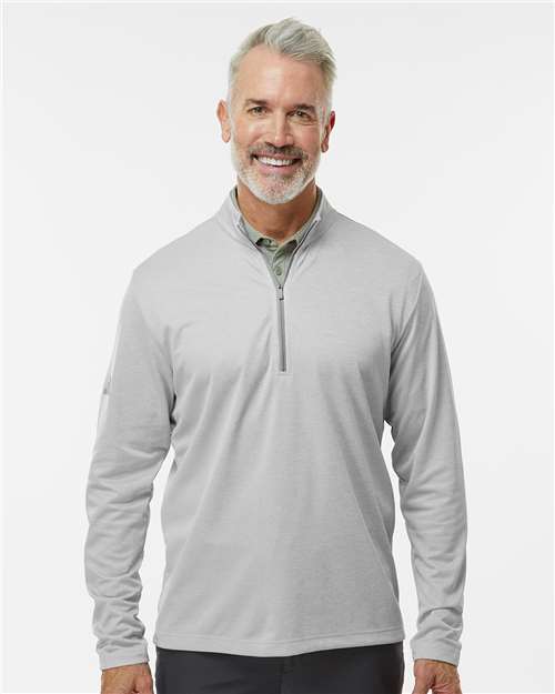 Adidas A593 Men's Space Dyed Quarter-Zip Pullover - Grey One Heather - model front