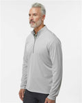 Adidas A593 Men's Space Dyed Quarter-Zip Pullover - Grey One Heather - model side