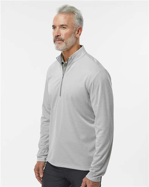 Adidas A593 Men's Space Dyed Quarter-Zip Pullover - Grey One Heather - model side