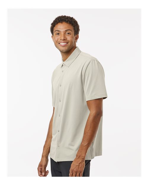 Adidas A595 Men's Full Button Down Short Sleeve Shirt - Alumina - model side