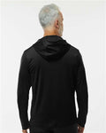 Adidas A596 Men's Lightweight Quarter-Zip Hooded Pullover - Black - model back