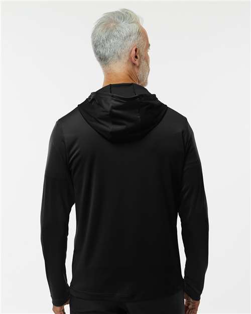 Adidas A596 Men's Lightweight Quarter-Zip Hooded Pullover - Black - model back