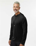 Adidas A596 Men's Lightweight Quarter-Zip Hooded Pullover - Black - model side