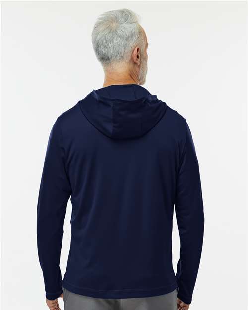 Adidas A596 Men's Lightweight Quarter-Zip Hooded Pullover - Collegiate Navy - model back