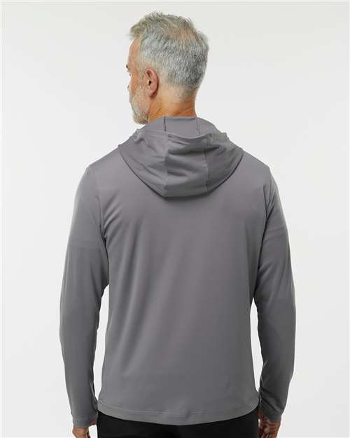 Adidas A596 Men's Lightweight Quarter-Zip Hooded Pullover - Grey Three - model back