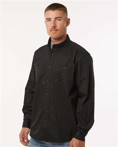 DRI DUCK 4450 Men's Craftsman Woven Shirt - Black - model side
