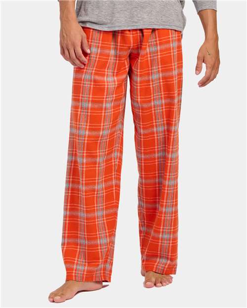 Boxercraft BM6624 Men's Harley Flannel Pants - Burnt Orange Kingston Plaid - model front