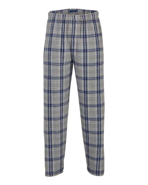 Boxercraft BM6624 Men's Harley Flannel Pants - Oxford Heather/ Navy Kingston - front
