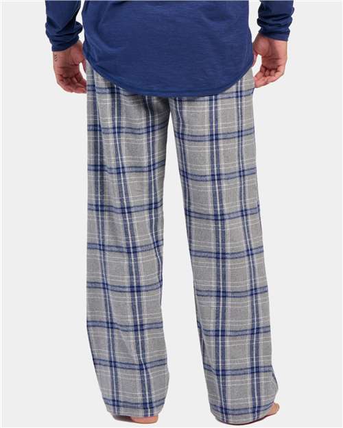 Boxercraft BM6624 Men's Harley Flannel Pants - Oxford Heather/ Navy Kingston - model back