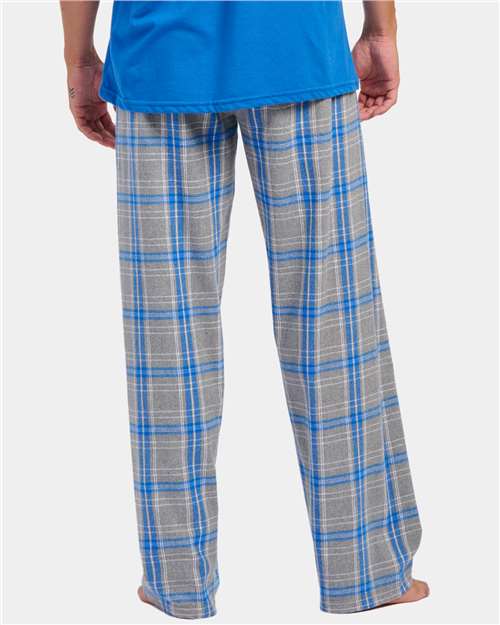 Boxercraft BM6624 Men's Harley Flannel Pants - Oxford Heather/ Royal Kingston - model back