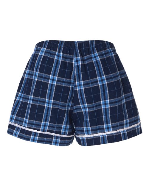 Boxercraft BW6501 Women's Flannel Shorts - Navy/ Columbia Plaid - back