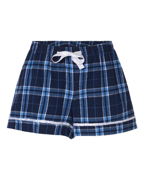 Boxercraft BW6501 Women's Flannel Shorts - Navy/ Columbia Plaid - front