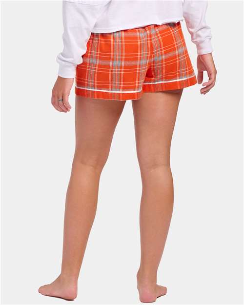 Boxercraft BW6501 Women's Flannel Shorts - Burnt Orange Kingston Plaid - model back