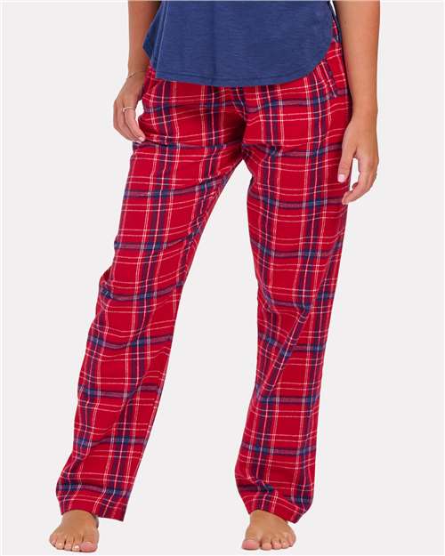Boxercraft BW6620 Women's Haley Flannel Pants - Brick Red Kingston - model front