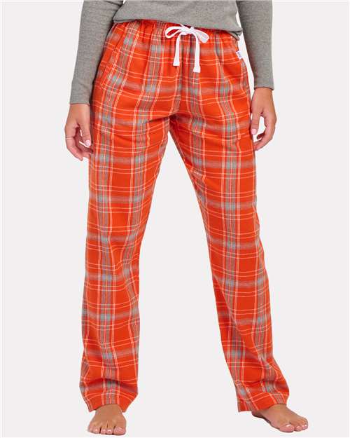 Boxercraft BW6620 Women's Haley Flannel Pants - Burnt Orange Kingston Plaid - model front