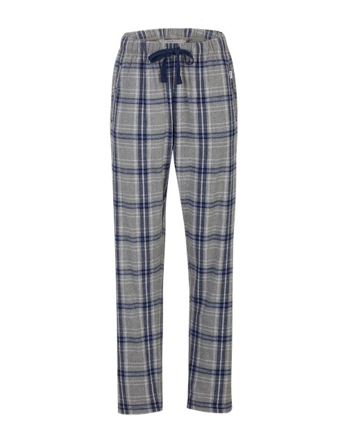 Boxercraft BW6620 Women's Haley Flannel Pants - Oxford Heather/ Navy Kingston - front