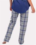 Boxercraft BW6620 Women's Haley Flannel Pants - Oxford Heather/ Navy Kingston - model back