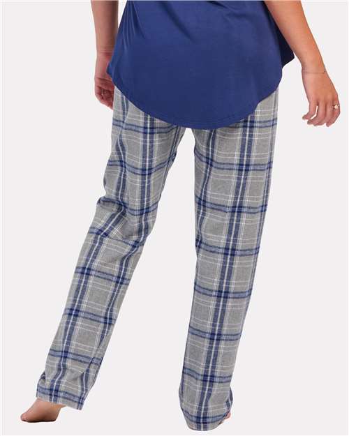 Boxercraft BW6620 Women's Haley Flannel Pants - Oxford Heather/ Navy Kingston - model back