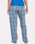 Boxercraft BW6620 Women's Haley Flannel Pants - Oxford Heather/ Royal Kingston - model back