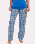 Boxercraft BW6620 Women's Haley Flannel Pants - Oxford Heather/ Royal Kingston - model front