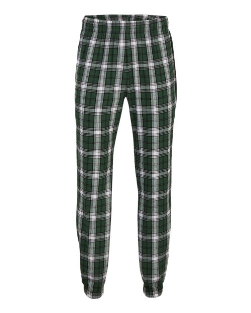 Boxercraft BM6625 Unisex Flannel Joggers - Green/ White Plaid - front