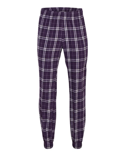 Boxercraft BM6625 Unisex Flannel Joggers - Purple/ White Plaid - front