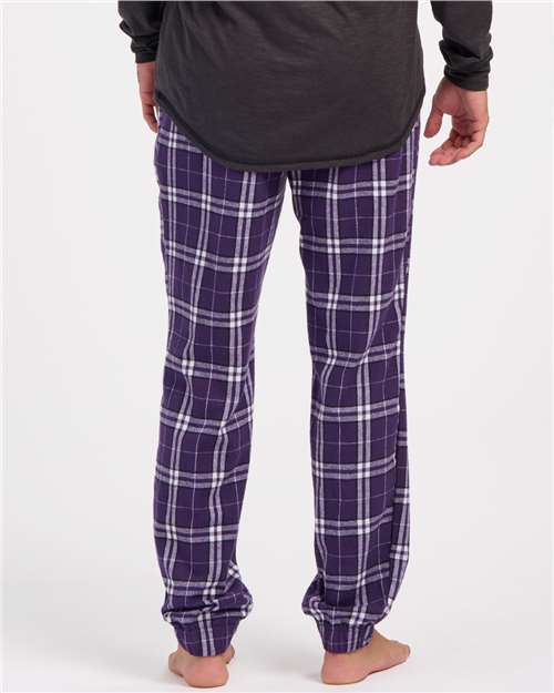 Boxercraft BM6625 Unisex Flannel Joggers - Purple/ White Plaid - model back