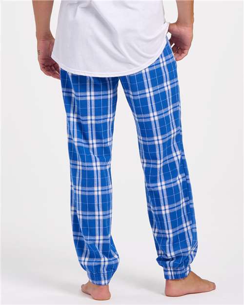 Boxercraft BM6625 Unisex Flannel Joggers - Royal/ Silver Plaid - model back
