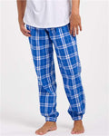 Boxercraft BM6625 Unisex Flannel Joggers - Royal/ Silver Plaid - model front