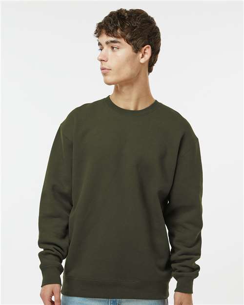 Independent Trading Co. IND3000 Unisex Heavyweight Crewneck Sweatshirt - Army - model front