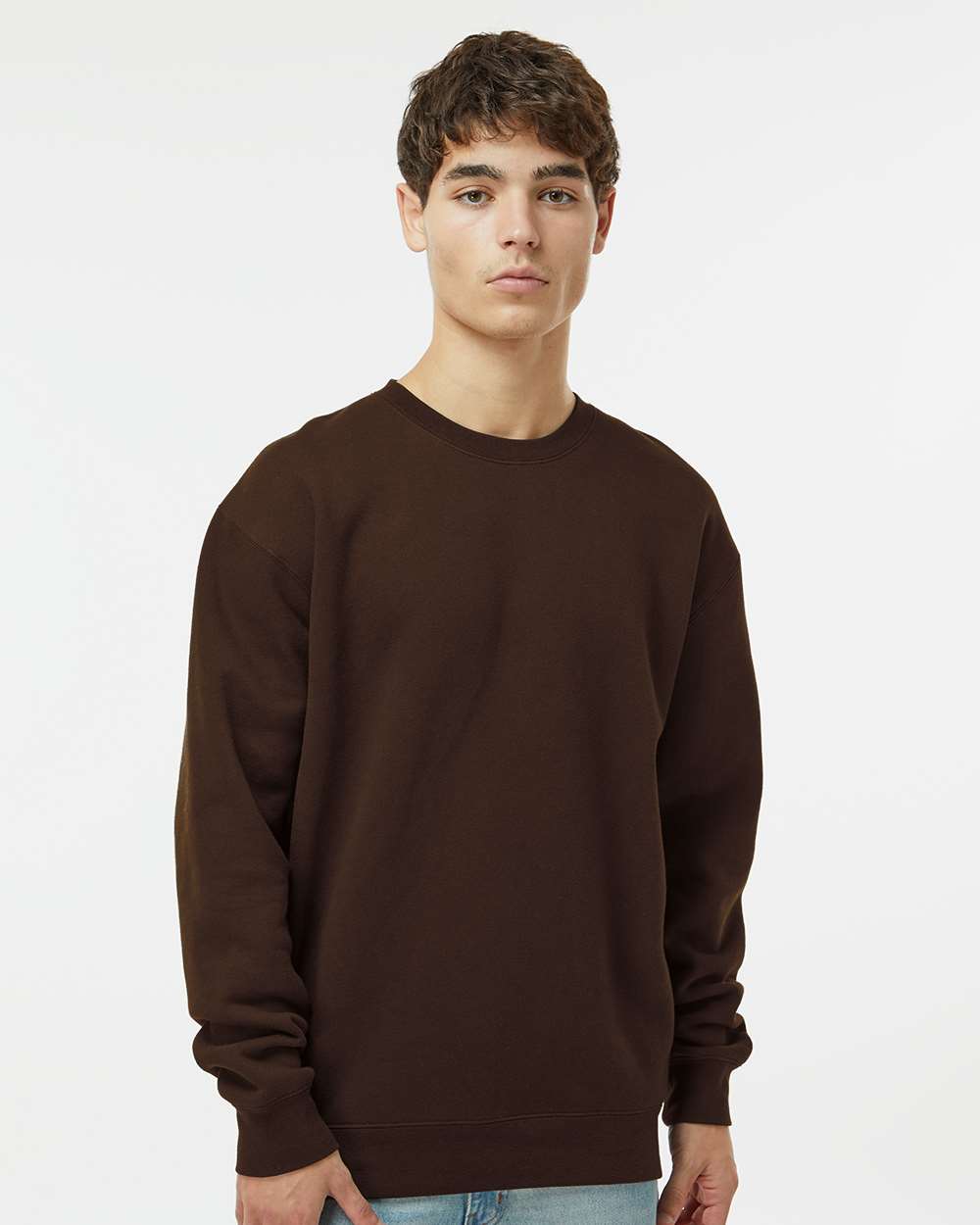 Heavyweight Crewneck Sweatshirt in Brown, front view