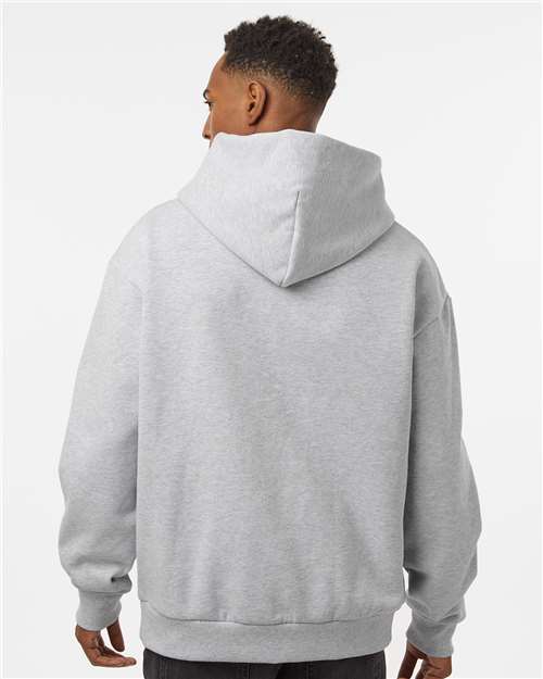 Independent Trading Co. IND420XD Unisex Mainstreet Heavyweight Hooded Sweatshirt - Grey Heather - model back