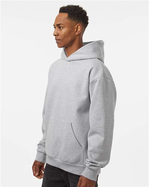 Independent Trading Co. IND420XD Unisex Mainstreet Heavyweight Hooded Sweatshirt - Grey Heather - model side