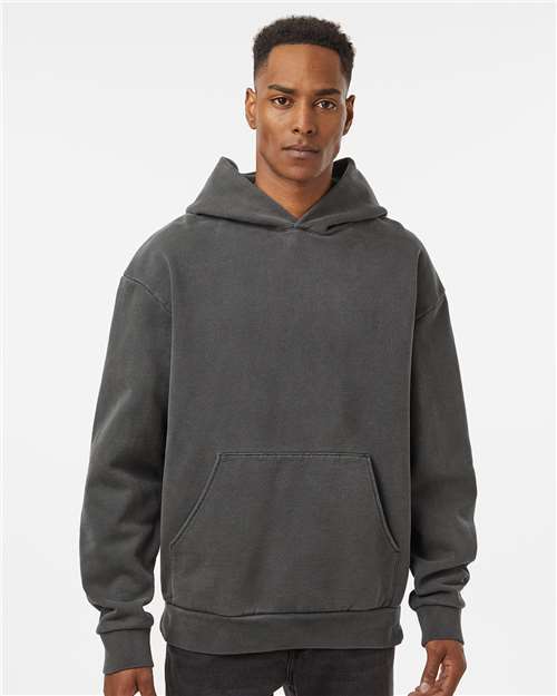 Independent Trading Co. IND420XD Unisex Mainstreet Heavyweight Hooded Sweatshirt - Pigment Black - model front