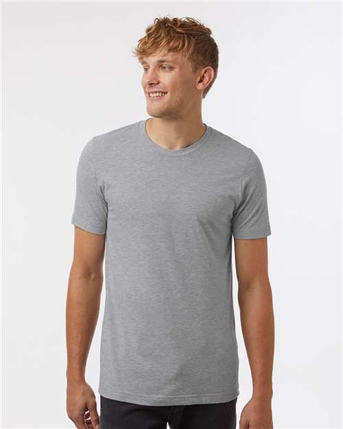 Tultex 602CVC Unisex Combed CVC T-Shirt - Heather Grey - model front