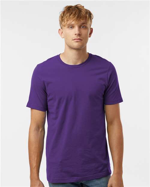 Tultex 602 Combed Cotton T-Shirt - Deep Purple - model front
