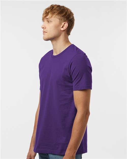 Tultex 602 Combed Cotton T-Shirt - Deep Purple - model side