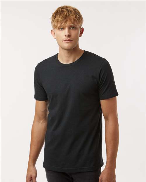 Tultex 602CVC Unisex Combed CVC T-Shirt - Heather Black - model front