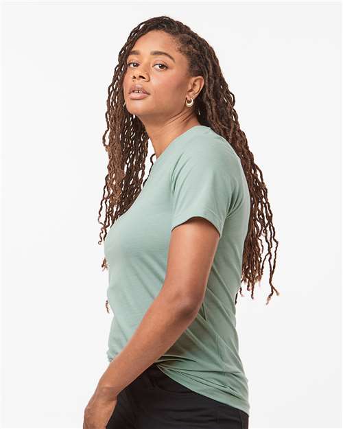 Tultex 602CVC Unisex Combed CVC T-Shirt - Heather Light Sage - model side