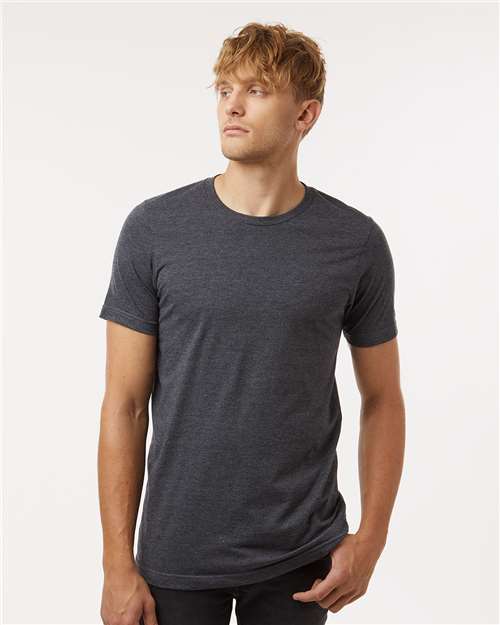 Tultex 602CVC Unisex Combed CVC T-Shirt - Heather Dark Grey - model front