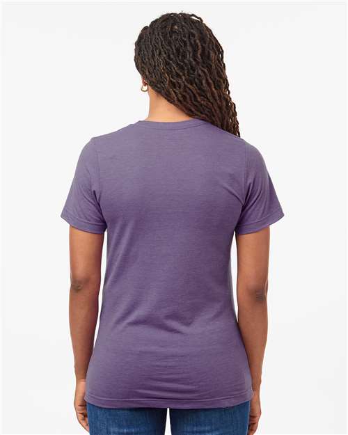 Tultex 602CVC Unisex Combed CVC T-Shirt - Heather Deep Purple - model back