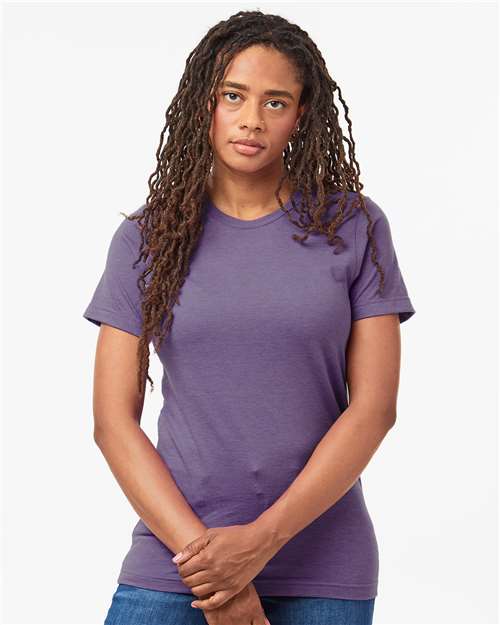 Tultex 602CVC Unisex Combed CVC T-Shirt - Heather Deep Purple - model front