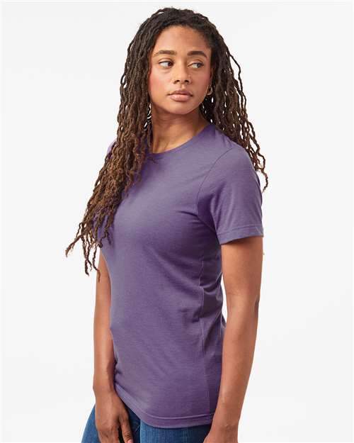 Tultex 602CVC Unisex Combed CVC T-Shirt - Heather Deep Purple - model side