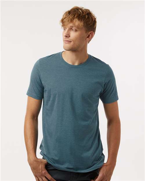 Tultex 602CVC Unisex Combed CVC T-Shirt - Heather Deep Teal - model front