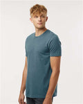 Tultex 602CVC Unisex Combed CVC T-Shirt - Heather Deep Teal - model side