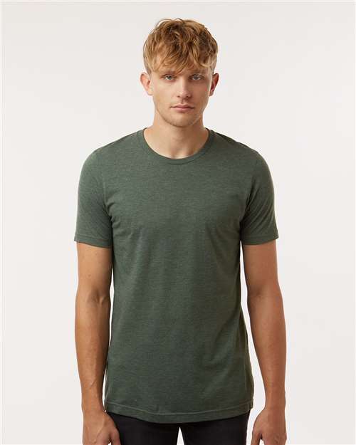 Tultex 602CVC Unisex Combed CVC T-Shirt - Heather Forest - model front