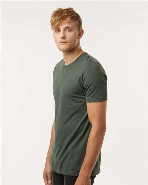 Tultex 602CVC Unisex Combed CVC T-Shirt - Heather Forest - model side