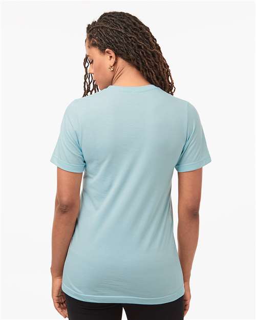 Tultex 602CVC Unisex Combed CVC T-Shirt - Heather Ice Blue - model back