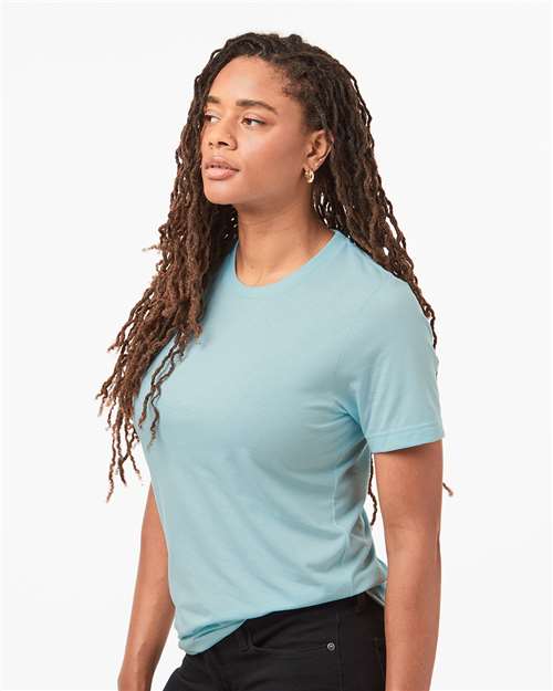 Tultex 602CVC Unisex Combed CVC T-Shirt - Heather Ice Blue - model side